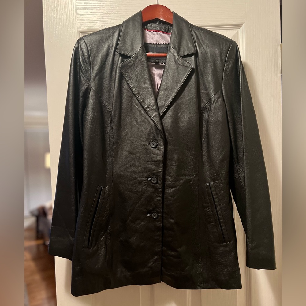 Women’s Leather Button Front Hipster - Size L